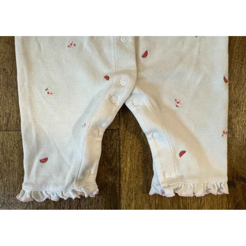 Vintage Carters Baby Girls 6 Months Romper Embroidered Fruit Pleats Round Collar